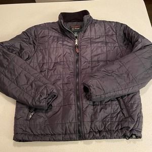 L.L. Bean Womens Winter Puffer Jacket Gray Zip Up Lined Mock Neck Long Sleeve M